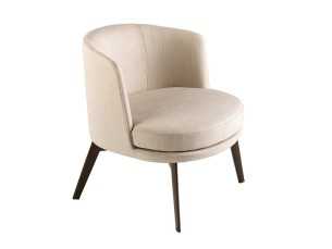 Sillón de diseño tapizado en tela con patas en acero inoxidable color marrón - COQUETTE 2