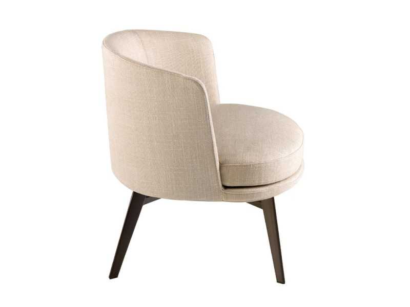 Fauteuil design tapissé de tissu avec pieds en acier inoxydable marron - COQUETTE