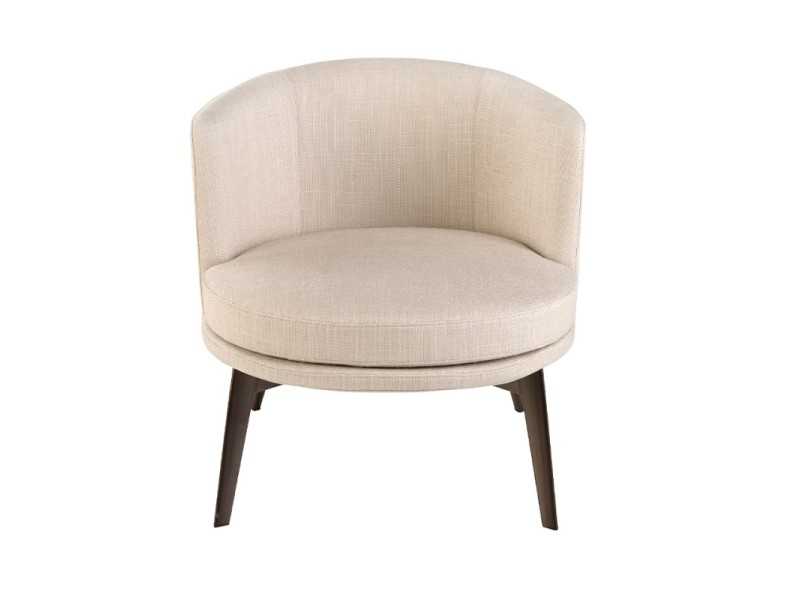 Fauteuil design tapissé de tissu avec pieds en acier inoxydable marron - COQUETTE