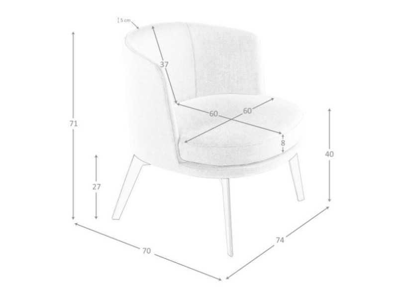 Fauteuil design tapissé de tissu avec pieds en acier inoxydable marron - COQUETTE