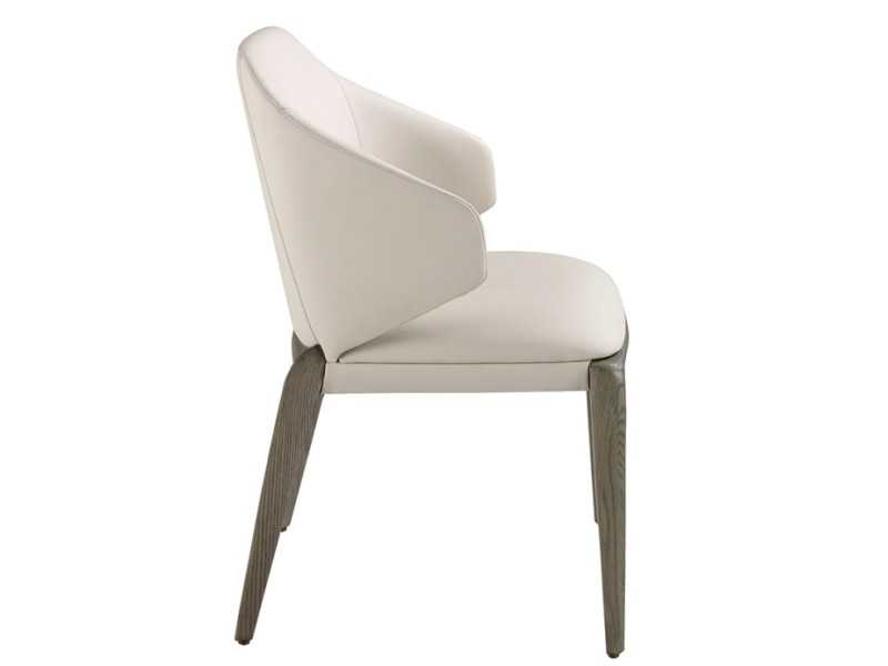 Upholstered designer chair with solid oak structure - NURIA