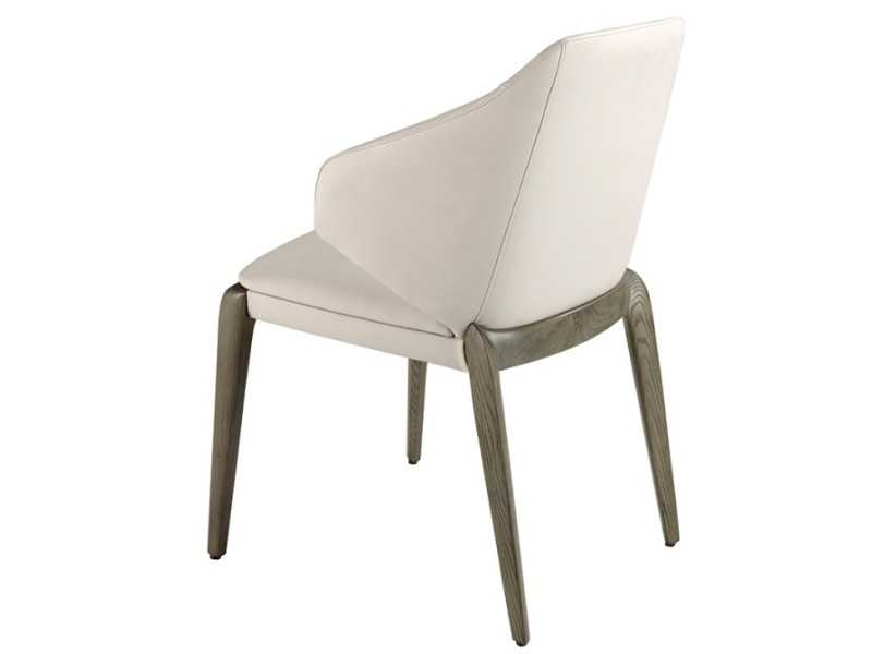 Upholstered designer chair with solid oak structure - NURIA