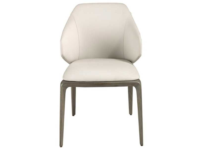 Upholstered designer chair with solid oak structure - NURIA