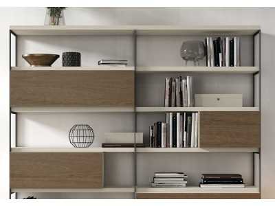 Lacquered bookcase with oak fronts - CLAUDE Lacquered bookcase with oak fronts - CLAUDE