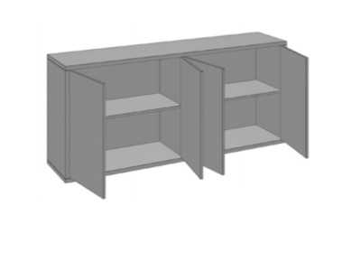 Lacquered 4-door sideboard with American walnut marquetry fronts - MARIETTA Lacquered 4-door sideboard with American walnut marquetry fronts - MARIETTA