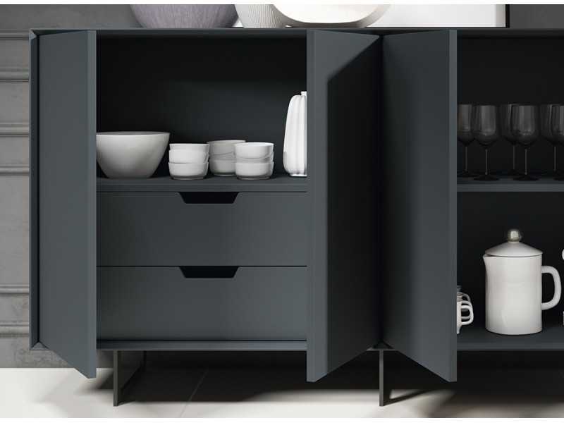 Lacquered sideboard with epoxy lacquered steel legs - NATHAN