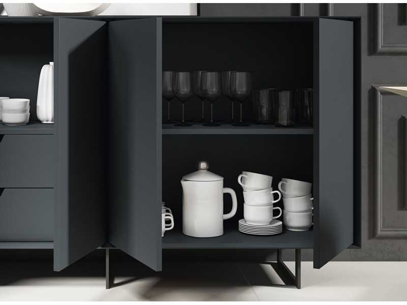 Lacquered sideboard with epoxy lacquered steel legs - NATHAN