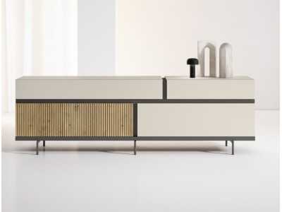 Lacquered design sideboard with epoxy lacquered steel base - ODILÓN