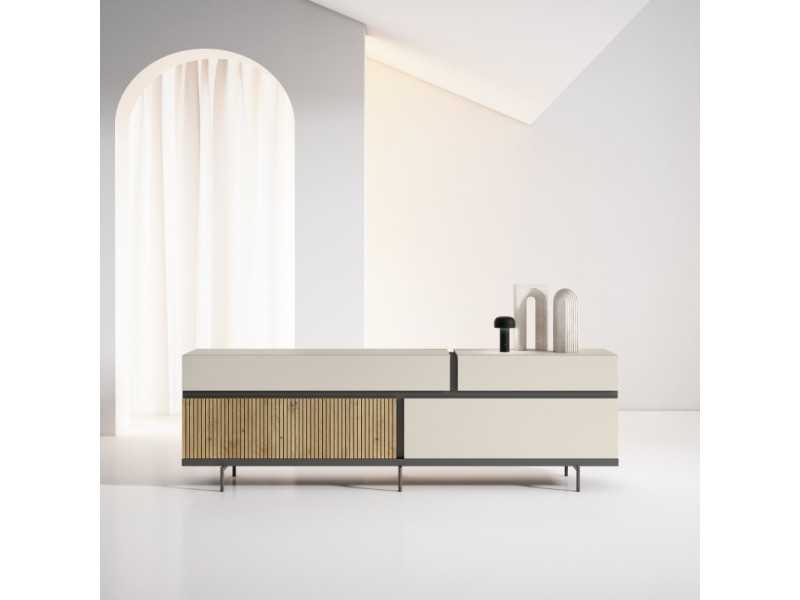 Lacquered design sideboard with epoxy lacquered steel base - ODILÓN