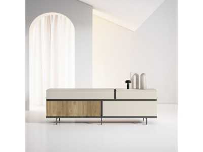 Lacquered design sideboard with epoxy lacquered steel base - ODILÓN