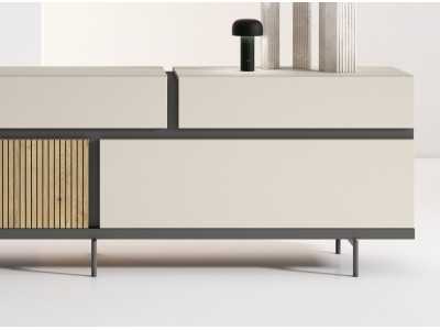 Lacquered design sideboard with epoxy lacquered steel base - ODILÓN
