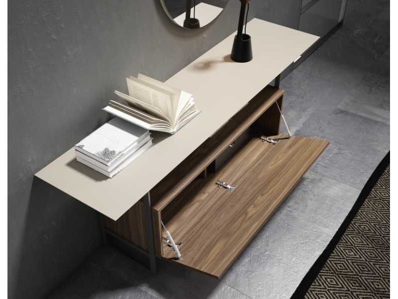 Designer console in American walnut and lacquered top - EMBER