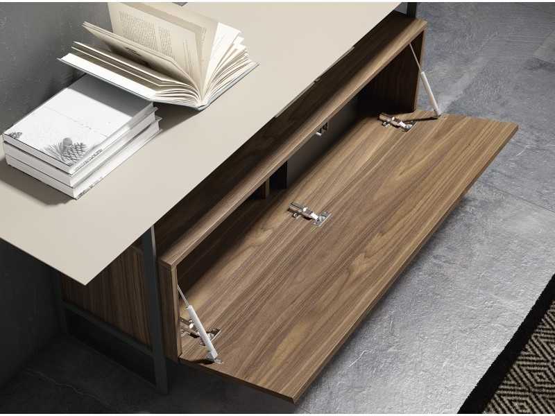 Designer console in American walnut and lacquered top - EMBER