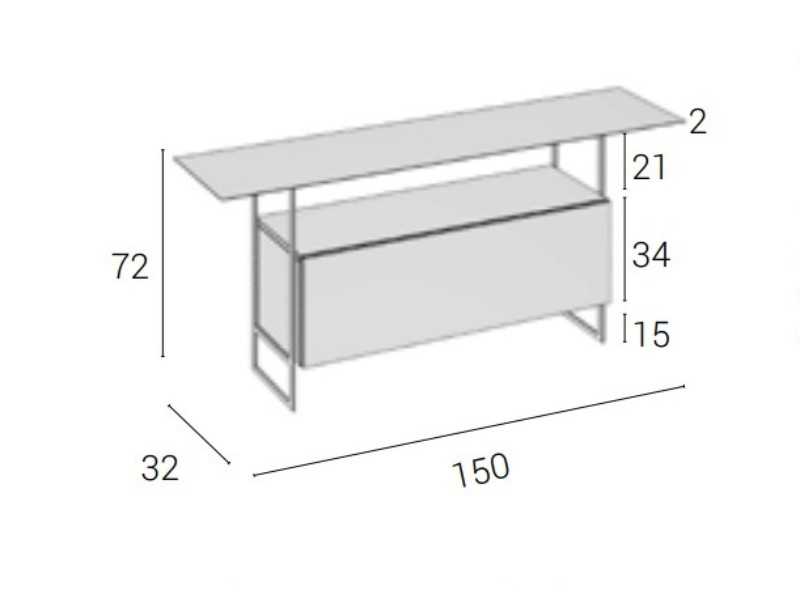 Designer console in American walnut and lacquered top - EMBER