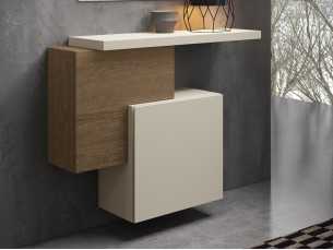 Design console hanging on the wall with lacquered top - CLAIRE