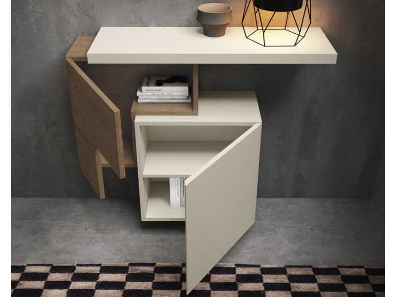 Console design accrochée au mur avec plateau laqué - CLAIRE