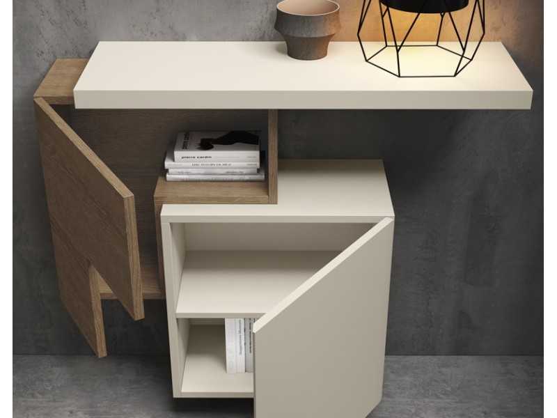 Console design accrochée au mur avec plateau laqué - CLAIRE