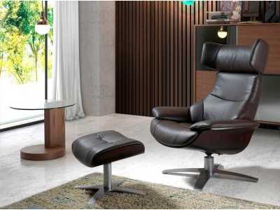 Fauteuil pivotant avec mécanisme relax recouvert de cuir - CAPRICORNE