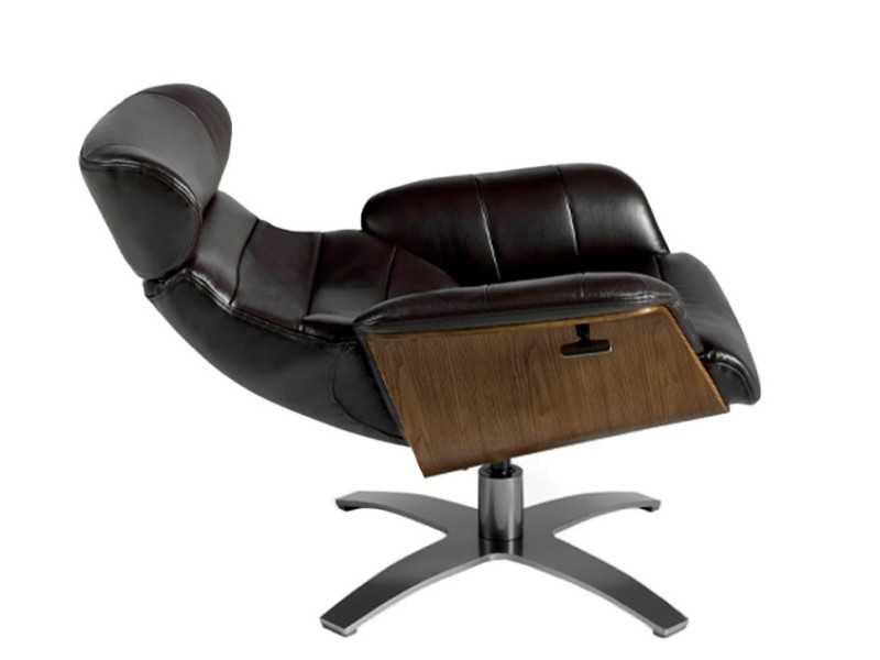 Fauteuil pivotant avec mécanisme de relaxation tapissé de cuir véritable - BELIER