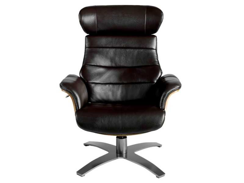 Fauteuil pivotant avec mécanisme de relaxation tapissé de cuir véritable - BELIER