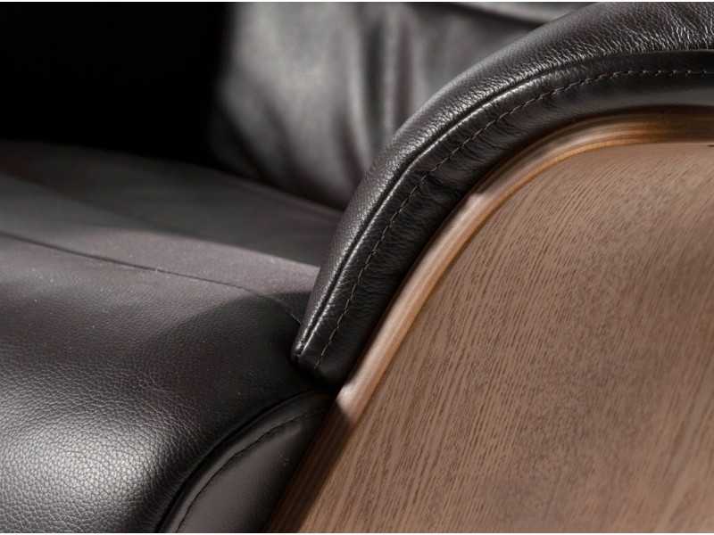 Swivel armchair with relaxation mechanism upholstered in genuine leather - BELIER