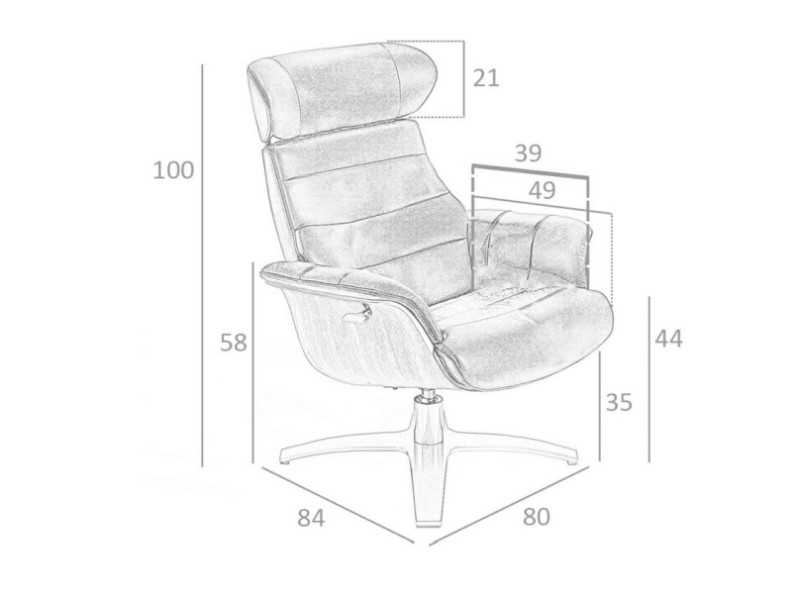 Fauteuil pivotant avec mécanisme de relaxation tapissé de cuir véritable - BELIER