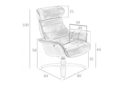 Sillón giratorio con mecanismo relax tapizado en piel genuina - BELIER