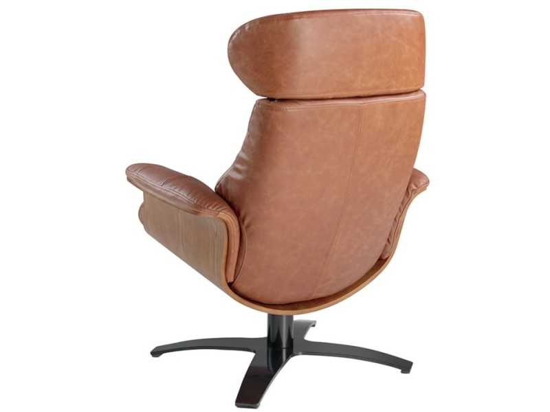 Sillón giratorio con mecanismo relax tapizado en piel - RENAUD