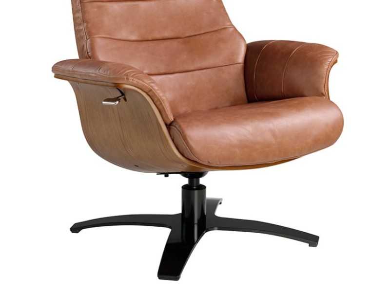 Sillón giratorio con mecanismo relax tapizado en piel - RENAUD