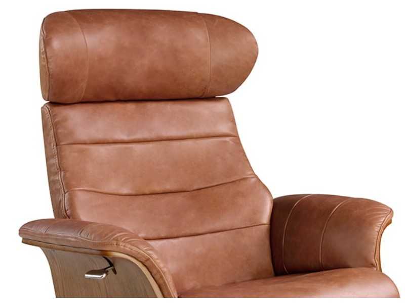 Sillón giratorio con mecanismo relax tapizado en piel - RENAUD