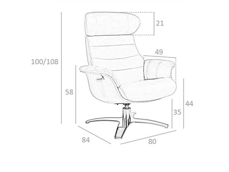 Sillón giratorio con mecanismo relax tapizado en piel - RENAUD