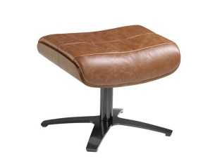 Swivel ottoman upholstered in leather and solid steel base - RENAUD