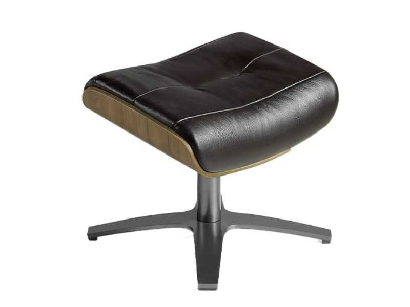 Swivel ottoman upholstered in leather and solid steel base - BELIER