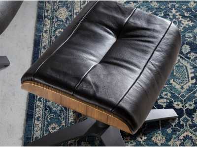 Swivel ottoman upholstered in leather and solid steel base - BELIER Swivel ottoman upholstered in leather and solid steel base - BELIER