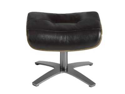 Swivel ottoman upholstered in leather and solid steel base - BELIER Swivel ottoman upholstered in leather and solid steel base - BELIER