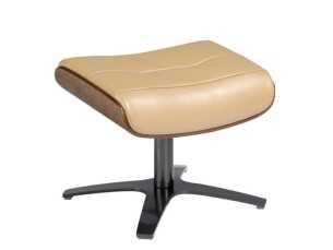 Swivel ottoman upholstered in leather and solid steel base - MATTEO
