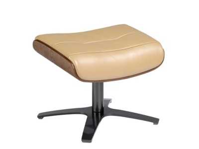 Swivel ottoman upholstered in leather and solid steel base - MATTEO Swivel ottoman upholstered in leather and solid steel base - MATTEO