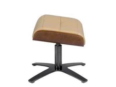 Swivel ottoman upholstered in leather and solid steel base - MATTEO Swivel ottoman upholstered in leather and solid steel base - MATTEO