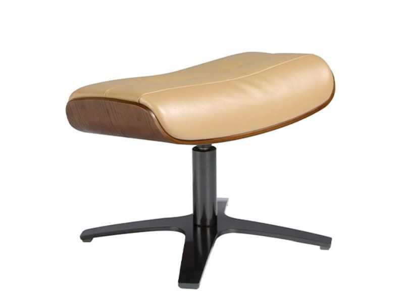 Swivel ottoman upholstered in leather and solid steel base - MATTEO