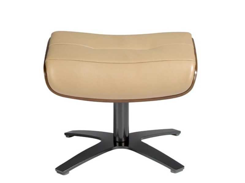 Swivel ottoman upholstered in leather and solid steel base - MATTEO