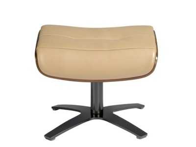 Swivel ottoman upholstered in leather and solid steel base - MATTEO Swivel ottoman upholstered in leather and solid steel base - MATTEO