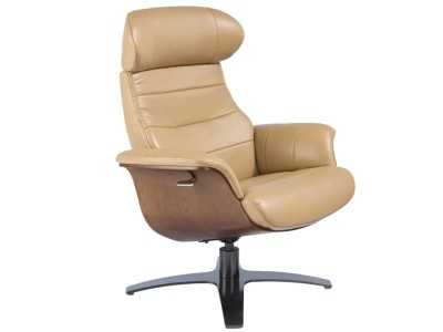 Sillón giratorio con mecanismo relax tapizado en piel - MATTEO