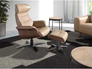 Swivel armchair with relax mechanism upholstered in leather - MATTEO 2
