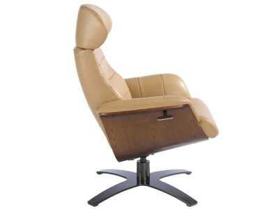Sillón giratorio con mecanismo relax tapizado en piel - MATTEO