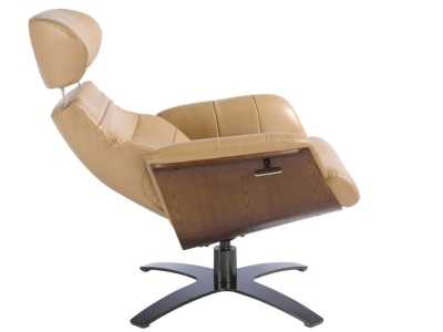 Sillón giratorio con mecanismo relax tapizado en piel - MATTEO