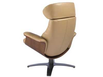 Sillón giratorio con mecanismo relax tapizado en piel - MATTEO