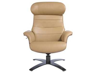 Sillón giratorio con mecanismo relax tapizado en piel - MATTEO