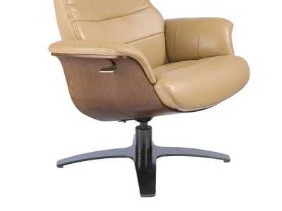 Sillón giratorio con mecanismo relax tapizado en piel - MATTEO