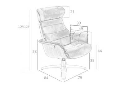 Sillón giratorio con mecanismo relax tapizado en piel - MATTEO