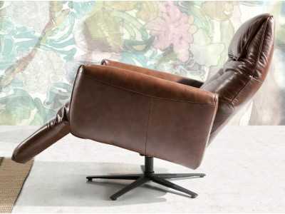 Sillón giratorio con doble mecanismo relax tapizado en piel - PIETRO